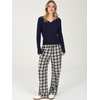 image:imageANRABESS Women 2 Piece Lounge Pajamas Sets 2026 Fall OutfitsNavy Blue Plaid