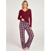 image:imageANRABESS Women 2 Piece Lounge Pajamas Sets 2026 Fall OutfitsWine Plaid