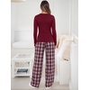 image:imageANRABESS Women 2 Piece Lounge Pajamas Sets 2026 Fall OutfitsWine Plaid