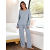image:imageANRABESS Women 2 Piece Lounge Pajamas Sets Casual Fall OutfitsBlue