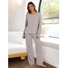 image:imageANRABESS Women 2 Piece Lounge Pajamas Sets Casual Fall OutfitsGrey Khaki