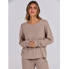 image:imageANRABESS Women 2 Piece Lounge Pajamas Sets Casual Fall OutfitsKhaki