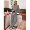 image:imageANRABESS Women 2 Piece Outfits Lightweight Fleece Fall Matching Lounge SetsBlack White Stripe