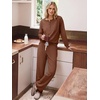 image:imageANRABESS Women 2 Piece Outfits Lightweight Fleece Fall Matching Lounge SetsCaramel
