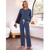 image:imageANRABESS Women 2 Piece Outfits Lightweight Fleece Fall Matching Lounge SetsNavy Blue
