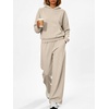 image:imageANRABESS Women Lightweight Fleece 2 Piece Lounge Matching Sweatsuits SetsGrey Beige