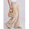 image:imageANRABESS Women Linen Palazzo Wide Leg Pants with PocketsAlmond