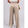 image:imageANRABESS Women Linen Palazzo Wide Leg Pants with PocketsAlmond