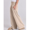 image:imageANRABESS Women Linen Palazzo Wide Leg Pants with PocketsAlmond