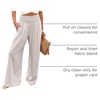 image:imageANRABESS Women Linen Palazzo Wide Leg Pants with PocketsApricot