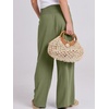 image:imageANRABESS Women Linen Palazzo Wide Leg Pants with PocketsArmy Green
