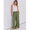 image:imageANRABESS Women Linen Palazzo Wide Leg Pants with PocketsArmy Green