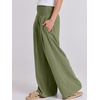 image:imageANRABESS Women Linen Palazzo Wide Leg Pants with PocketsArmy Green