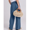 image:imageANRABESS Women Linen Palazzo Wide Leg Pants with PocketsDeep Blue