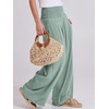 image:imageANRABESS Women Linen Palazzo Wide Leg Pants with PocketsGreen Blue