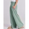 image:imageANRABESS Women Linen Palazzo Wide Leg Pants with PocketsGreen Blue