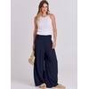 image:imageANRABESS Women Linen Palazzo Wide Leg Pants with PocketsNavy Blue