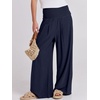 image:imageANRABESS Women Linen Palazzo Wide Leg Pants with PocketsNavy Blue