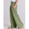 image:imageANRABESS Women Linen Palazzo Wide Leg Pants with PocketsOlive