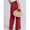 image:imageANRABESS Women Linen Palazzo Wide Leg Pants with PocketsRed