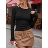 image:imageANRABESS Women Long Sleeve Shirts Ribbed Fitted TopsBlack