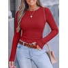 image:imageANRABESS Women Long Sleeve Shirts Ribbed Fitted TopsBright Red