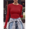 image:imageANRABESS Women Long Sleeve Shirts Ribbed Fitted TopsBright Red