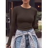 image:imageANRABESS Women Long Sleeve Shirts Ribbed Fitted TopsBrown
