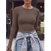 image:imageANRABESS Women Long Sleeve Shirts Ribbed Fitted TopsCoffee