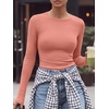 image:imageANRABESS Women Long Sleeve Shirts Ribbed Fitted TopsCoral