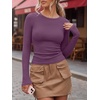image:imageANRABESS Women Long Sleeve Shirts Ribbed Fitted TopsDeep Purple