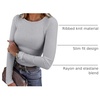 image:imageANRABESS Women Long Sleeve Shirts Ribbed Fitted TopsGrey
