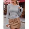 image:imageANRABESS Women Long Sleeve Shirts Ribbed Fitted TopsGrey