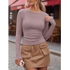 image:imageANRABESS Women Long Sleeve Shirts Ribbed Fitted TopsGrey Pink
