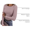 image:imageANRABESS Women Long Sleeve Shirts Ribbed Fitted TopsGrey Pink