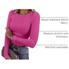 image:imageANRABESS Women Long Sleeve Shirts Ribbed Fitted TopsHot Pink
