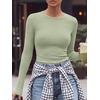 image:imageANRABESS Women Long Sleeve Shirts Ribbed Fitted TopsLight Green