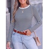 image:imageANRABESS Women Long Sleeve Shirts Ribbed Fitted TopsNavy Blue White