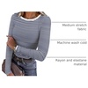 image:imageANRABESS Women Long Sleeve Shirts Ribbed Fitted TopsNavy Blue White