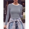image:imageANRABESS Women Long Sleeve Shirts Ribbed Fitted TopsNavy Blue White