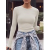 image:imageANRABESS Women Long Sleeve Shirts Ribbed Fitted TopsParchment
