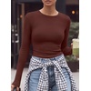 image:imageANRABESS Women Long Sleeve Shirts Ribbed Fitted TopsRed Brown