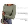 image:imageANRABESS Women Long Sleeve Shirts Ribbed Fitted TopsSage Green