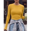 image:imageANRABESS Women Long Sleeve Shirts Ribbed Fitted TopsYellow