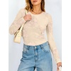 image:imageANRABESS Women Mesh Long Sleeve Floral Slim Fit Going Out Tops Fall OutfitBeige