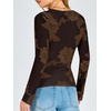 image:imageANRABESS Women Mesh Long Sleeve Floral Slim Fit Going Out Tops Fall OutfitCoffee