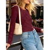 image:imageANRABESS Women Mesh Long Sleeve Floral Slim Fit Going Out Tops Fall OutfitWine Red