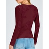 image:imageANRABESS Women Mesh Long Sleeve Floral Slim Fit Going Out Tops Fall OutfitWine Red