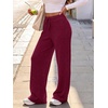 image:imageANRABESS Women Ribbed Knit Wide Leg Lounge Pajama Pants with PocketsBurgundy