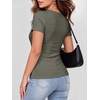 image:imageANRABESS Women Short Sleeve Tops Scoop Neck Ribbed Tee ShirtsArmy Green